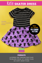 Load image into Gallery viewer, Katie Skater Dress Sewing Pattern - Sizes 2T - 14 Kids