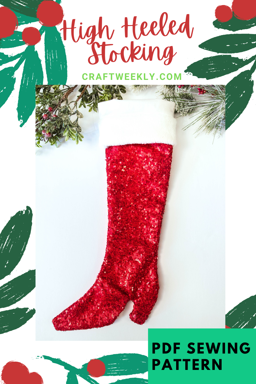 High Heeled Christmas Stocking PDF Sewing Pattern