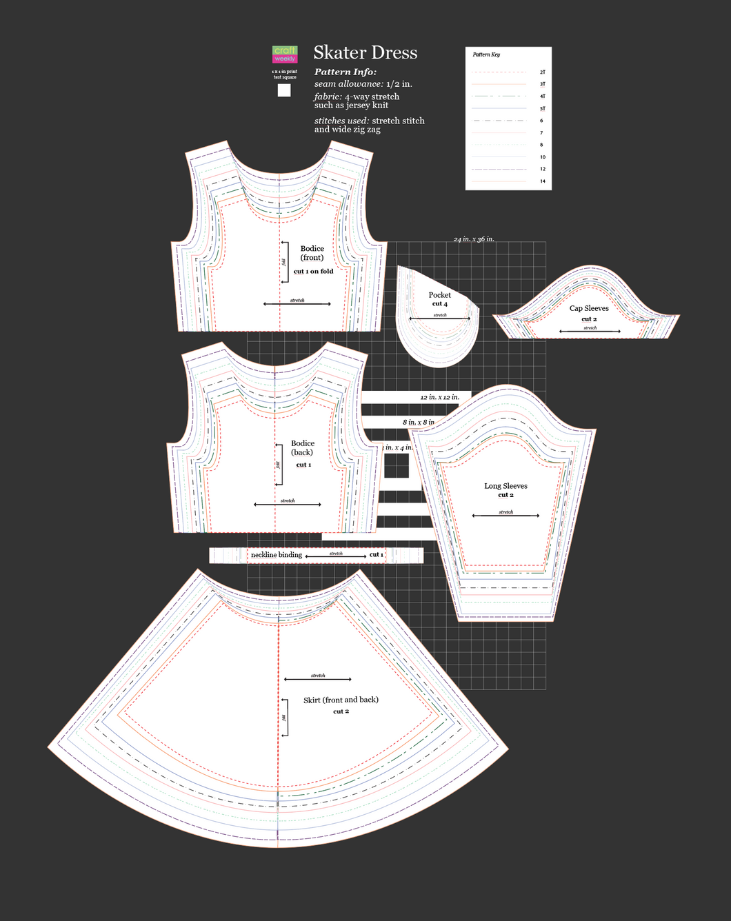BETA Projector Skater Dress Sewing Pattern for Kids - sizes 2T-14