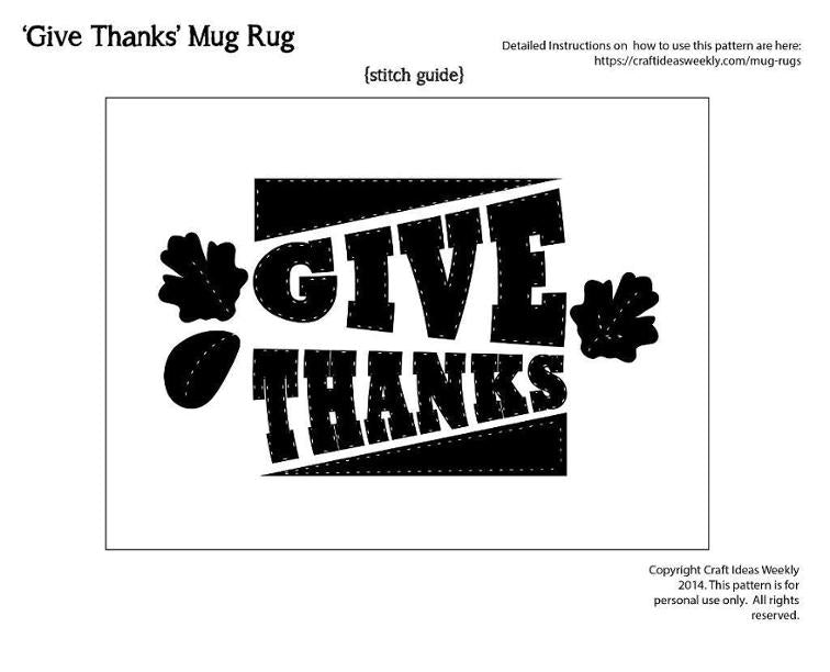 'Give Thanks' Mug Rug Pattern
